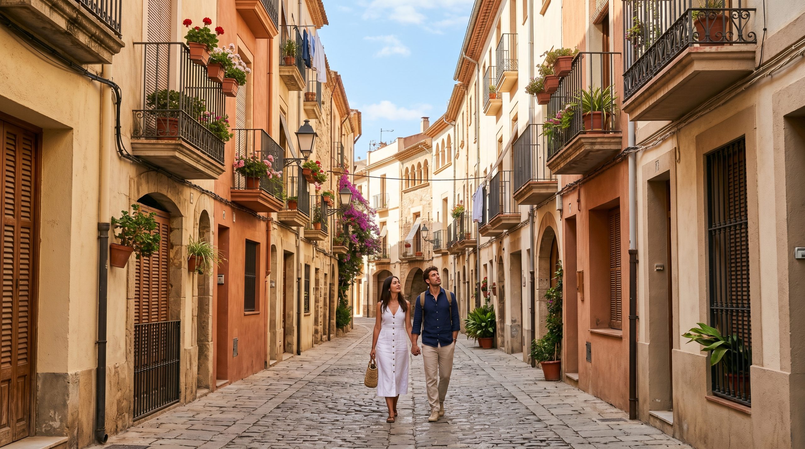 Carrer de Terrassa amb arquitectura mediterrània, ideal per comprar pis